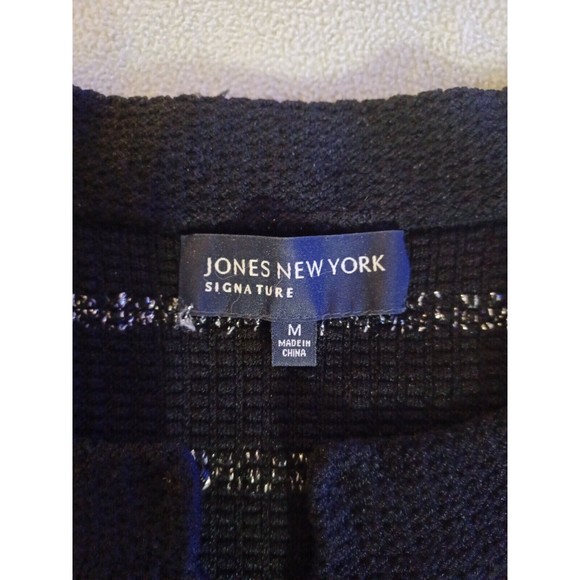 Jones New York Signature Womens Cardigan Black Silver Striped Sweater Medium - Picture 2 of 8